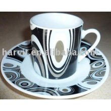 80CC taza de café decorativa de porcelana con platillo